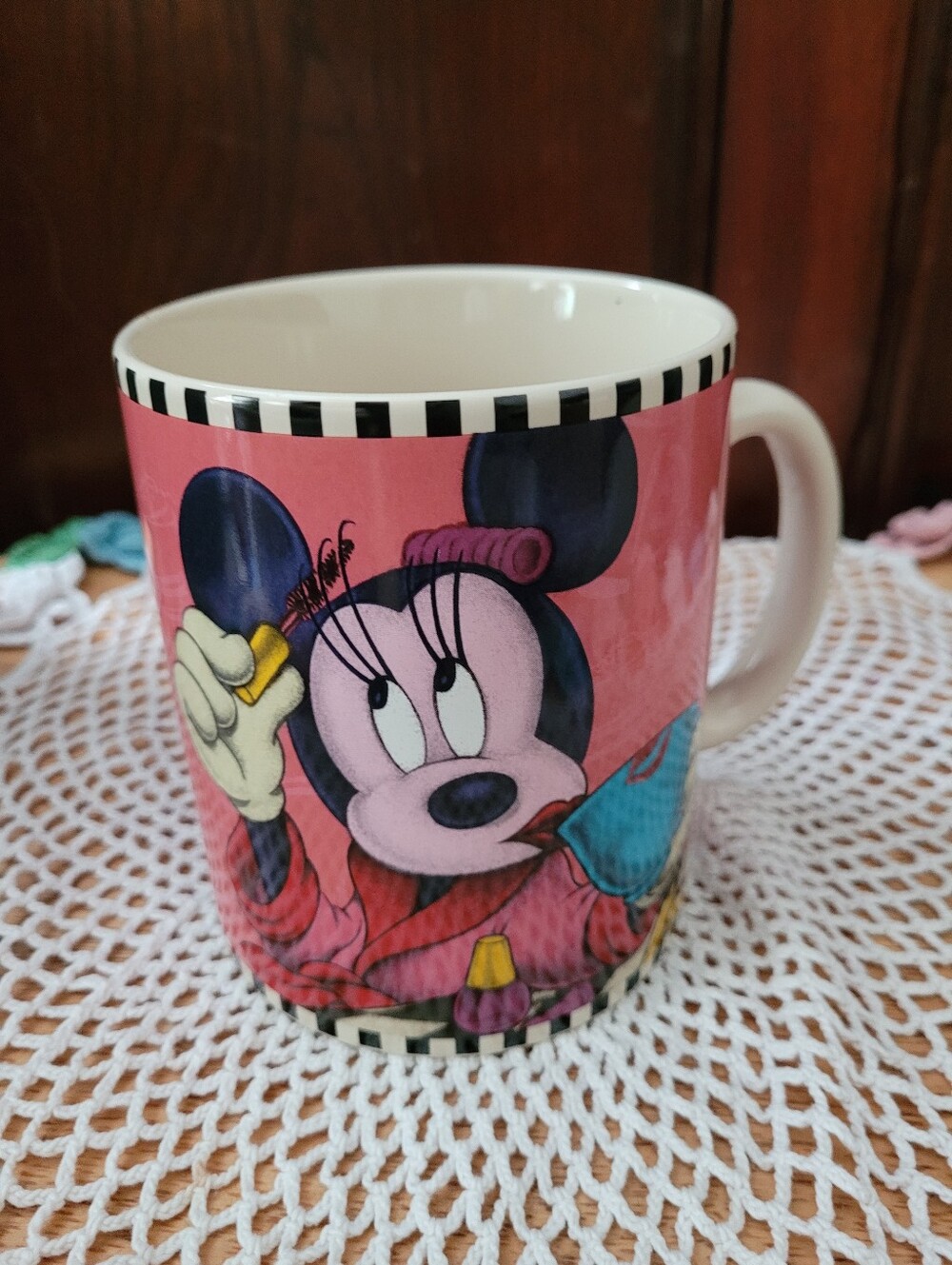 Disney Minnie Mouse Pink and Black Ceramic Mug